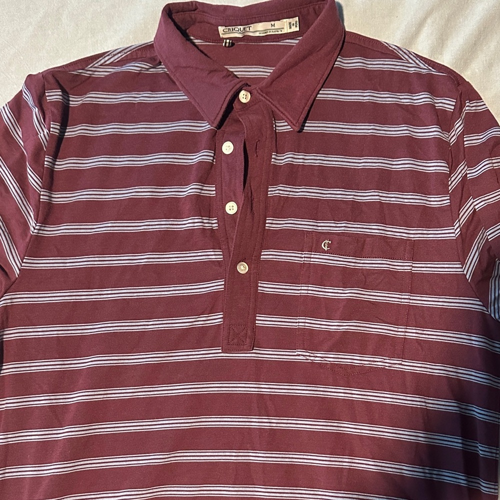 Champion Men's Burgundy Striped Polo Shirt